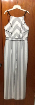 Комбинезон Adelyn Rae с широкими штанинами размер большой в тонкую полоску, полностью на подкладке, белый черный летний - Изображение 1 из 4