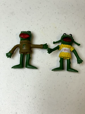 2 1973 Vintage Flopcast Frieda Freddy Frog Bendy Figura Flexible Nuevo Zoo Revue Foto 1 de 4