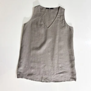 Jarbo Linen Sleeveless Tank V Neck Gray - XS - Picture 1 of 5
