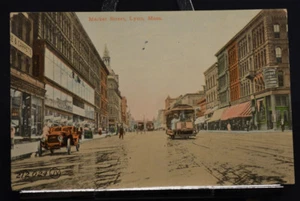 Automóviles tranvía Market Street Lynn Massachusetts MA - Imagen 1 de 3