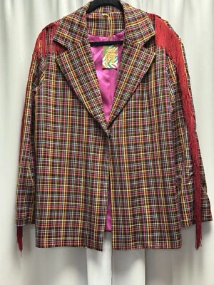 Blazer de diseño colorido con flecos, terciopelo Phoebe talla mediana  Foto 1 de 4