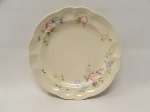 Tea Rose by Pfaltzgraff Stoneware, Pink Roses, Blue Flowers Salad Plate S165 - Picture 1 of 2