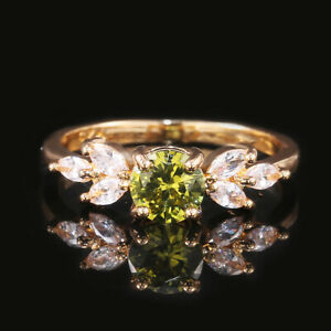 Elegant 18k Yellow Gold Plated Women Ring Zricon Wedding Ring Sz 6-10