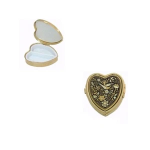 Damaskus Gold Blume Taube Design Herz Pillendose von Midas Toledo Spanien 8502-1 - Bild 1 von 3