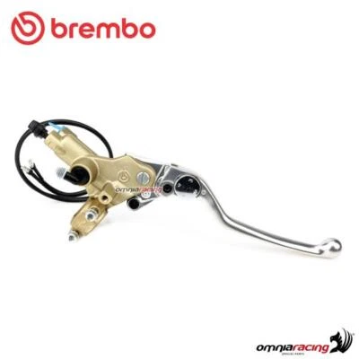 Pompa freno assiale Brembo ant PCS16mm corpo oro e leva argento switch integrato - Immagine 1 di 4