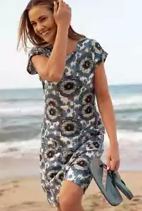 NEW Weird Fish Women’s Tallahassee Organic Cotton Jersey Dress in Pale Denim - Picture 1 of 4