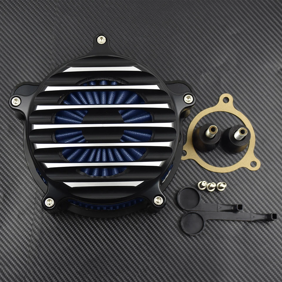 Chrome Stripe Air Cleaner Blue Air Filter Fit For Harley Touring 17-25 Softail - Image 1 of 1