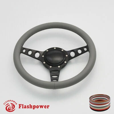 14" Billet Steering Wheel Gray Full wrap Chevrolet Monte Carlo Camaro w/ Horn - Image 1 of 4