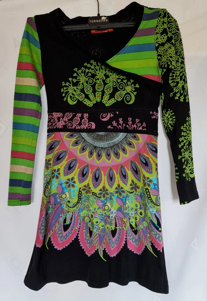AUTHENTIC DESIGUAL GEOMETRIC ART LOGO COTTON GIRL DRESS-SIZE:US11/12;EU 146 - Image 1 of 4