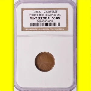 1926-S NGC AU50 Capped Die Error! Third Lowest Mintage Lincoln Cent After 1924 - Picture 1 of 4