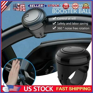 Negro Universal para Volante de Coche Ayuda Manija Eléctrica Asistente Perilla Giratoria EE. UU. - Imagen 1 de 12