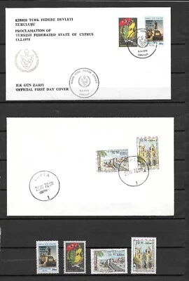 Chipre N 1975 1976 Sobreimpreso 2 FDC y 2 juegos de estampillas como nuevas nunca montadas ** Foto 1 de 2
