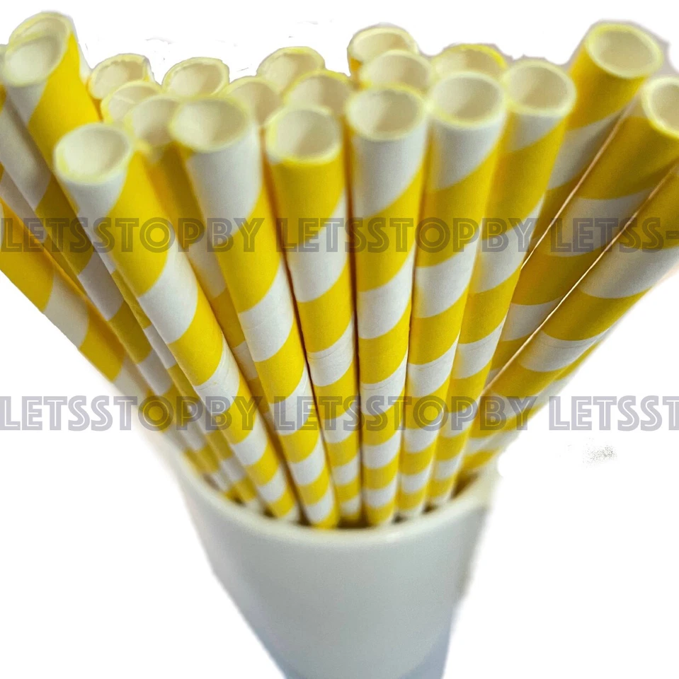 Pajita de papel desechable 100/500 a granel a rayas para cumpleaños baby shower fiesta evento Foto 1 de 1