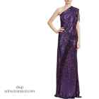 Nwt Badgley Mischka One Shoulder Fringed Sequin Maxi Gown 2 Purple $990
