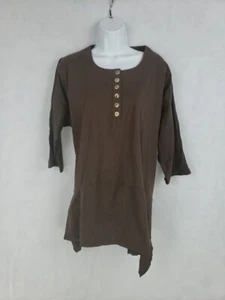 Textures USA Women's Oversize Size 1 Brown Long Sleeve Flared Shirt 100% Cotton - Picture 1 of 8