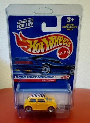 2000 Yellow Checkered Mini Cooper W Protector Mattel First Editions Hot Wheels  - Image 1 of 2