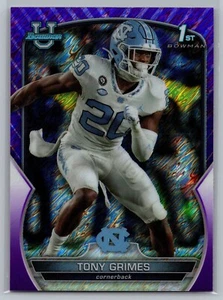 Fútbol americano cromado Tony Grimes Blue Shimmer 2022 Bowman University - Imagen 1 de 2