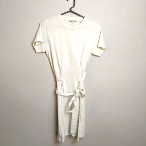Vince Tie Waist Ivory Short Sleeve Beach Resort Cotton Comfort Preppy Dress SZ S - Picture 1 of 10