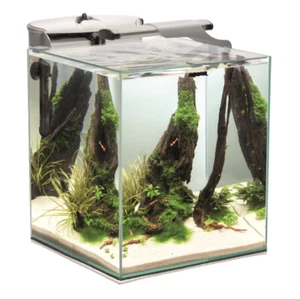 AQUAEL Camarón Set Duo Vidrio Blanco LED Nano Acuario Set Sunny Plant 49 L 35x35x40cm - Imagen 1 de 5