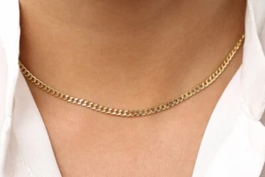 Collar de cadena de eslabones cubanos de oro amarillo macizo de 14K tallas de 24" para hombre y mujer - Imagen 1 de 11