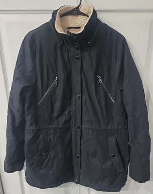 Abrigo para mujer Liz Claiborne talla L negro con forro de piel sintética/poliéster Foto 1 de 4