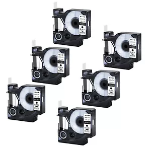 6PK Black on White 1/4" Label A43613 Tape for DYMO D1 LabelManager 100 150 160 - Picture 1 of 10