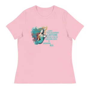 A Siren Needs Her Morning Caffeine... Women's Relaxed T-Shirt Tee - Picture 1 of 14