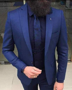 Designer Business Blau Dunkelblau Herrenanzug Sakko Weste Tailliert Slim Fit 62 - Bild 1 von 2