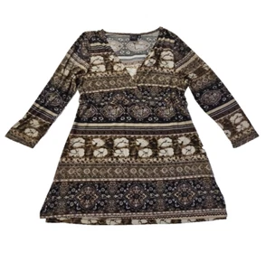 Suzie in the City Vintage Faux Wrap Gr. L asymmetrisch Boho 3/4 Arm EUC LN - Bild 1 von 15