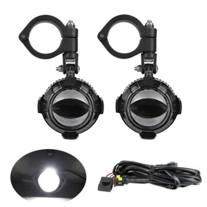 1 Set of Motorcycle LED Auxiliary Lights Fog Lamps W/ Wire 25.5mm / 39mm Bracket - Imagen 1 de 14