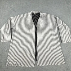 Eileen Fisher Open Front Cardigan Womens Small Black Bone White Silk Cotton - Picture 1 of 11
