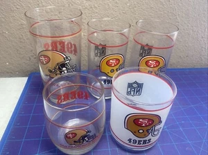 Vintage - San Francisco 49ers - Drinking Glasses Lot Of 5 - Picture 1 of 10