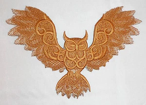 Embroidered 2 Colour Spread Wing Owl Motif/Patch/Badge/Applique Lots of Colours - Picture 1 of 3