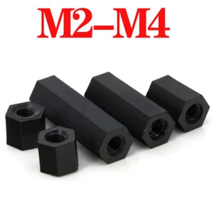Schwarz Distanzhülsen Abstandsbolzen Kunststoff Innengewinde 6-kant M2 M2.5-M4 - Picture 1 of 6