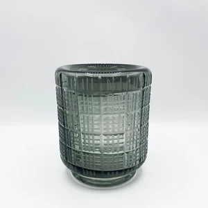 CYAN DESIGN Off the Grid (Small) Smoke Cut Glass Vase or Candle Holder - Picture 1 of 12
