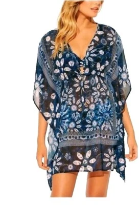 Roupa de banho feminina Bleu Rod Beattie branca azul coberturas tamanho M - Imagem 1 de 4