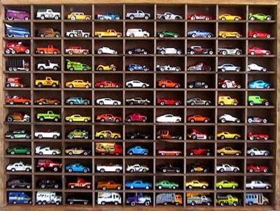 Handcrafted Wood Wall Display Case for Matchbox/Hot Wheels 1:64 Walnut Stain - Image 1 of 4