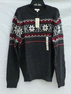NUEVO CON ETIQUETAS SUÉTER SONOMA FAIR ISLE CUELLO REDONDO PARA HOMBRE $65 TALLA XL (46-48) - GRIS Y GRANATE Foto 1 de 4