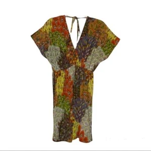 Vestido Raindrops by Papillon Talla M Doble V Cuello Corbata Elástico Verde Cachemira - Imagen 1 de 6