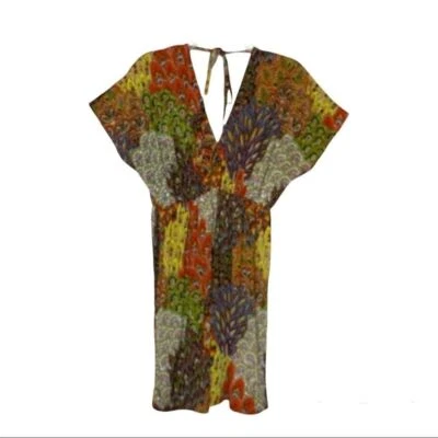 Vestido Raindrops by Papillon Talla M Doble V Cuello Corbata Elástico Verde Cachemira Foto 1 de 4