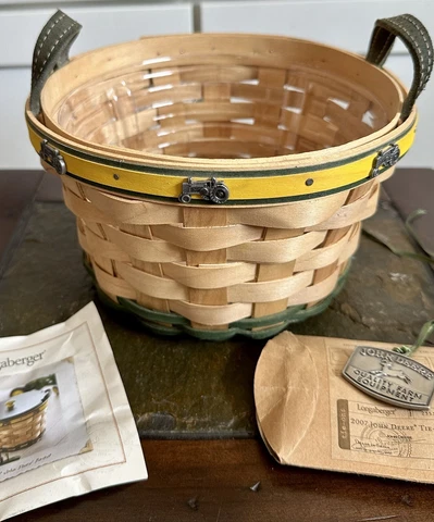 Longaberger 2007 John Deere Basket Protector Tie On COA Father’s Day Man-Cave Cover