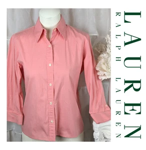 Lauren Ralph Lauren Womens Pink 100% Cotton 3/4 Sleeve Button-Up Shirt Size S - Bild 1 von 7