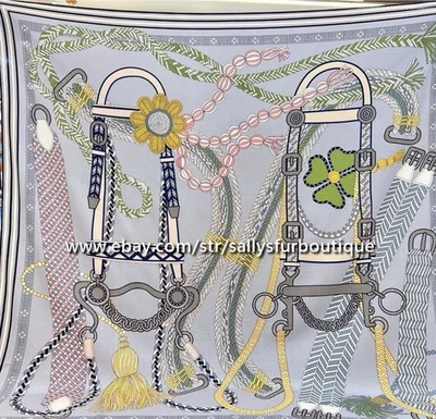 2025 Sallys 70% Cashmere 30% Silk Stole Tassel Print Double Face Scarf Shawl 53" - Image 1 of 4