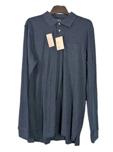 Croft & Barrow Mens Extra Soft Long Sleeve Polo Shirt Navy Lg Tall Cotton Poly - Bild 1 von 7