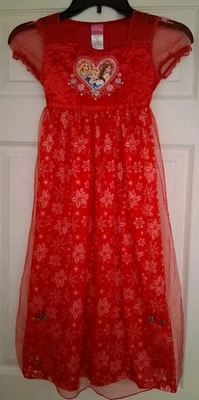 "Disney Princess" Girls Christmas Dress, Size Medium, Red, Short Sleeve, Layered - Image 1 of 4