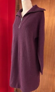 Burgundy Knit Dress Madewell 1/4 Zip Sz M 48” B Wool Poly Blend - Picture 1 of 8