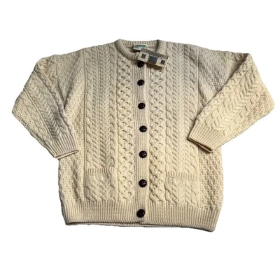 Cárdigan suéter grande L crema Carraig Donn nuevo con etiquetas 100 % lana irlandesa para mujer Foto 1 de 4