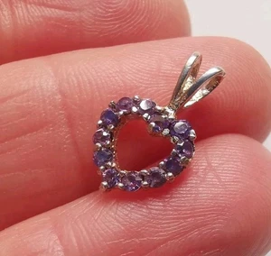 Ciondolo cuore amore in argento sterling simpatico vetro lilla R99 - Foto 1 di 2