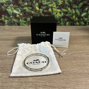 Coach Hinged  Silver Bangle Bracelet NWOT - Picture 1 of 5