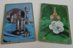 Pewter Objects & Vase - Swap Cards - Blue & Green Backgrounds - Vintage - 1970s - Picture 1 of 4